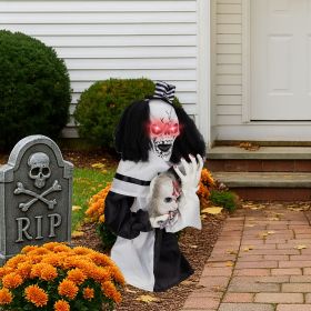 1.8ft Halloween Decoration Scary Clown, Sound-Actived Party Decor with Creepy Sound