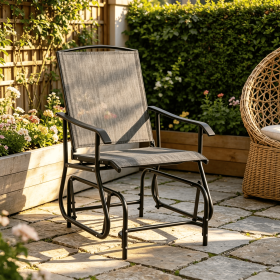Outdoor Glider Chair with Metal Frame And Armrests for Garden Patio Porch Comfortable Swinging Seat with Cushion