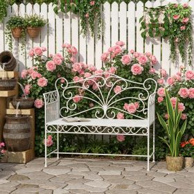 Outdoor Patio Bench 43'' with Armrests Metal Garden Bench for Backyard Poolside Lawn Furniture