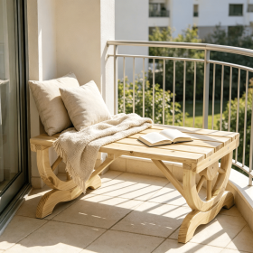 2-Person Outdoor Garden Bench Wagon Wheel Porch Bench for Backyard Patio Garden Natural Wood Outdoor Furniture