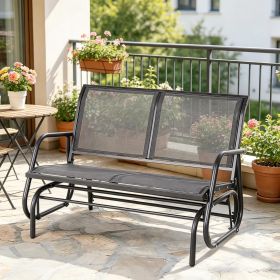 Grey 2-Person Outdoor Glider Bench Double Swing Rocking Chair Loveseat with Power Coated Steel Frame for Backyard Garden Porch