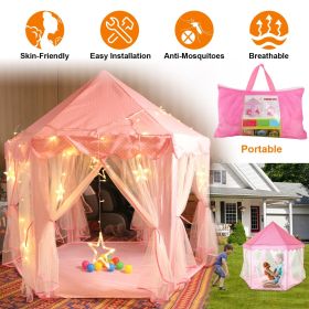 Princess Play Tent for Girls, Large Castle Playhouse with 6 Breathable Mesh Doors, Indoor Outdoor Play Tent for Backyard Garden Party
