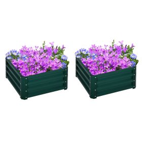 Galvanized Raised Garden Bed, Set of 2 Metal Planter Box with Open Bottom, All-Weather Steel Frame, Rust-Resistant, Easy-to-assemble