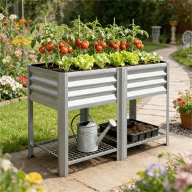 Elevated garden bed, plant rack, elevated flowerpot box, planting box, silver