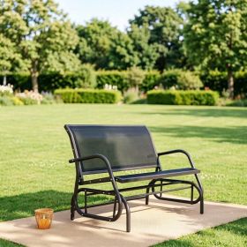 2-Person Outdoor Glider Bench Patio Double Swing Rocking Chair Powder Coated Steel Frame for Backyard Garden Porch Black