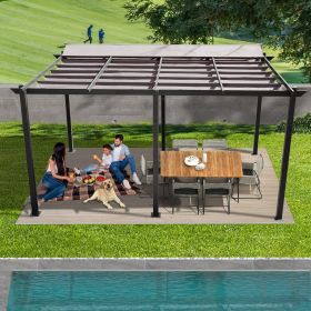11 X 16 FT Outdoor Living Outdoor Retractable Pergola with Weather-Resistant Canopy Aluminum Garden Pergola Patio Grill Gazebo for Courtyard -Dar
