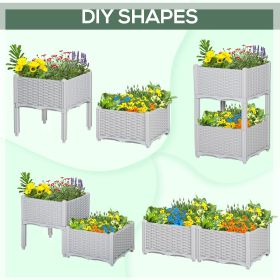2-Piece Raised Garden Bed with Legs, Self-Watering Planter Box Raised Bed to Grow Flowers, Herbs & Vegetables, Gray