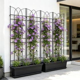 4 Pack Metal Garden Trellis 71" x 17.7" Rustproof Trellis for Climbing Plants Outdoor Flower Support Black