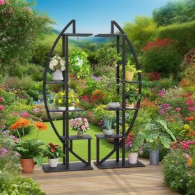 Metal  with 5 Levels And 2 Hooks - Balcony Floor Flower Staircase Garden Plant Stand Rack for Outdoor Living Spaces