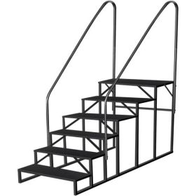 6 Step Ladder With Handrail, Swimming Pool Ladder Above Ground, 660 Lb Load Capacity RV Steps With Anti-Slip Panel, Mobile Home Stairs For Reachi (Option: Default)