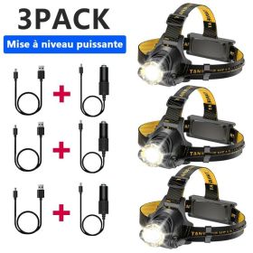LED Headlamp Rechargeable Head Torch Zoom Headlight Lamp Flashlight Fishling Camping Light With 3 Modes Work Light Shipping Via DHL-Ground,Cannot (Option: 3PACK)