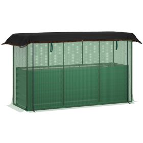 Galvanized Steel Planter Box with Crop Cage and Shade Cloth, Raised Garden Bed for Flowers, Veggies and Herbs, Green (Color: Green)