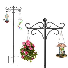 2 Packs Heavy Duty Double Shepherds Hook Bird Feeder Pole Garden Hanging Holder with 4 Adjustable Height 5 Prong Base for Bird Feeder Garden Plan (size: 76in)