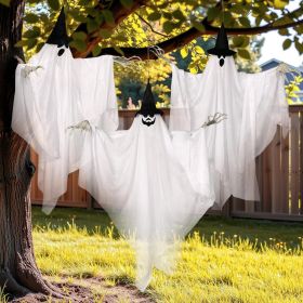 Hanging Ghost, Halloween Decorations Outdoor/Indoor-3Pcs Ghost Decor with Light, Halloween Ornaments, Hallowee n Decor for Tree, Yard, Window, Ga (Color: White Black - 3)