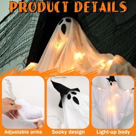 Hanging Ghost, Halloween Decorations Outdoor/Indoor-3Pcs Ghost Decor with Light, Halloween Ornaments, Hallowee n Decor for Tree, Yard, Window, Ga (Color: 1 Pcs White Black)